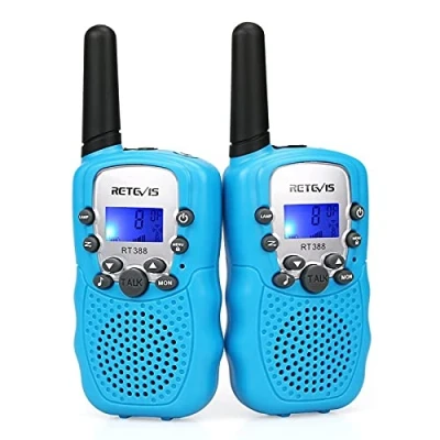 Bild av Retevis RT388 Walkie Talkie för Barn, Lå Ngdistansleksaker 3 12 år Gamla, 8 Kanals Lcd Ficklampa, Presenter Camping, äVentyr, Vandring (1 Par, Blå)