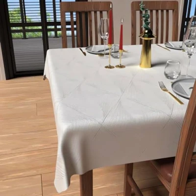 Bild av Nappe carrée anti tâches 180x180 cm LUXURY blanc, par Soleil d&#039;Ocre