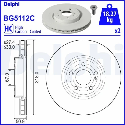 Bild av Bromsskiva DELPHI BG5112C