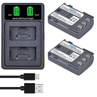 Bild av DuraPro 2 st NB 2L 2LH batteri dubbel USB laddare för Canon EOS 350D 400D MD265 MV960 PowerShot G7 G9 S70 S80 ZR950 ZR960 HG10 HV40 kameror