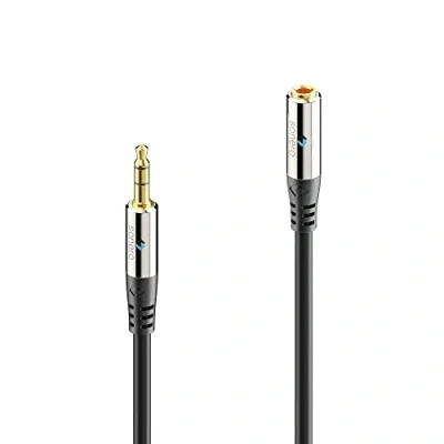 Bild av Sonero® premium ljudkabel förlängning 3,5 mm uttag, 5,00 m, guldpläterade kontakter, svart