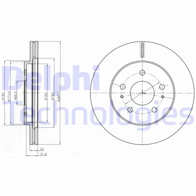 Bild av DELPHI BG4326 Disque de frein 287 22 5 ventilé huilé non traité sans roulement roue, bague ABS DAIHATSU: Terios II