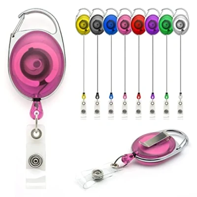 Bild av YoYo Infällbar rullhållare av Lanyards Tomorrow förlängbar utdragbar skid ID identifieringskort, märkeshållare, säkerhetsåtkomst, kontroll, karbinhake med metall bakbältesklämma jojo Rosa 10pc