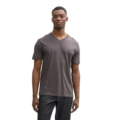 Bild av TOM Tailor Denim Vausschnitt Tshirt bas, Storlek: Large, Pavement grey
