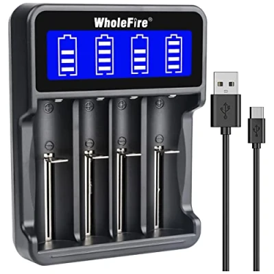 Bild av WholeFire Universal 18650 laddare, LCD skärm intelligent USB batteriladdare för NI MH Cd A AA AAA, uppladdningsbar litiumjon 26650 18490 17670 17500 16340 14500 batteri