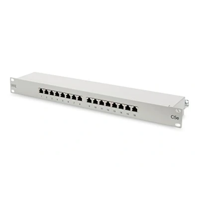 Bild av DIGITUS Patchpanel 19 tum Cat 5e 24 portar RJ45 Skärmad LSA Rackmonterad 1U Grå