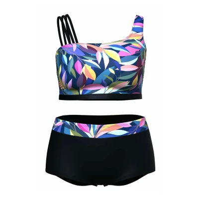 Bild av Ulla Popken Split Strap LEAF SET Bikini, Storlek: 44, Black
