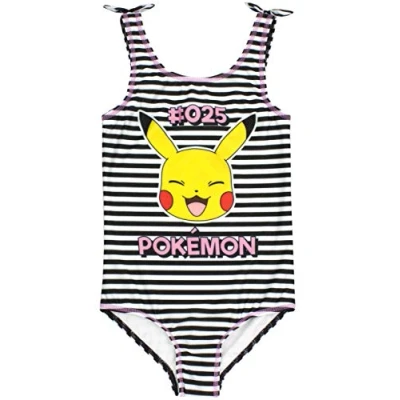 Bild av Pokemon Pikachu Baddräkt för flickor Svart och vit barn med rosetter Spelgåva, Flerfärgad, 8 9 År