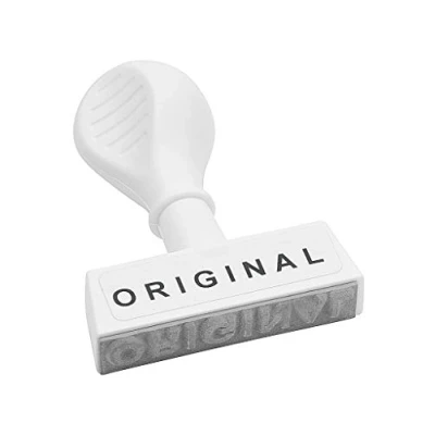 Bild av WEDO 19329 Lagertext Stämpel ORIGINAL, plast, avtryckets bredd ca 45 mm, skrifthöjd 5,5 ergonomiskt handtag, vit