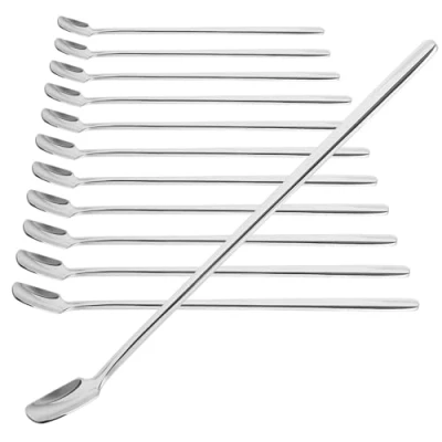 Bild av COM FOUR® 12 delad skedsats mixersked med långt handtag överbliven sked kaffesked dessertsked cocktailsked tål diskmaskin (12 stycken blandningsskedar 17cm)