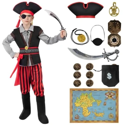 Bild av Spooktacular Creations Halloween kostym för barn, piratdräkt barn med tillbehör halloweenfest, piratrollspel (stor (1012 år))