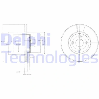 Bild av DELPHI BG3966 Disque de frein 270 22 4 ventilé huilé non traité sans roulement roue, bague ABS MAZDA: MX 5 2