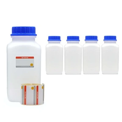 Bild av Octopus 5 x 2 500 ml breda halsflaskor med skruvlock, kemiska flaskor, laboratorieflaskor lock som förvaringsbehållare för laboratorium, kök eller hobby