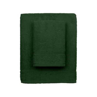 Bild av zer0bed, Handdukar badrum lila, set med 2 badhanddukar, ansiktshandduk, bidé handduk, enfärgad, skogsgrön, 100% bomull, delat