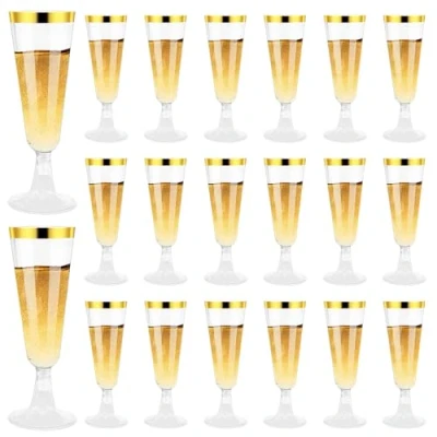 Bild av Hisdricus 20 stycken champagneglas plast, 150 ml återanvändbara champagneglas, för bröllop, födelsedagar och fester, transparent