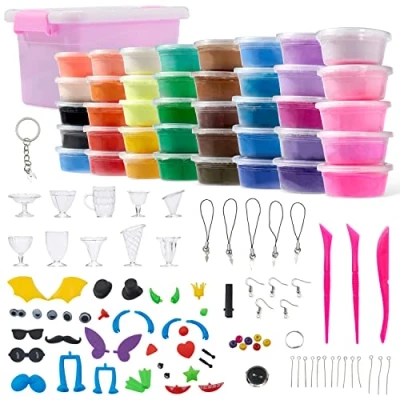 Bild av THE TWIDDLERS 125 st kreativt hobbykit 40 färger självhärdande lera, lufttorkare med 85 verktyg för barn julklapp