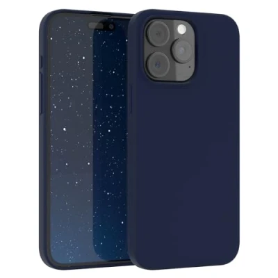 Bild av EAZY Case Premium silikon mobilskal för iPhone 15 Pro Max Slim med kameraskydd och innerfoder Silikonfodral Skyddsfodral Bumper Skal mobiltelefon Mjukt fodral i Nattblå