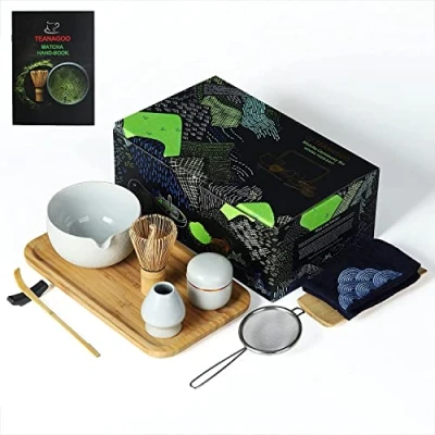 Bild av TEANAGOO japanskt teservis med bambubricka, Matcha vispset, skål hällpip, bambu visp (chasen), skopa (chashaku), visphållare, tepulverburk. O3, Löjtnant Grey,