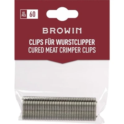 Bild av Browin 31 313314 klämmor för korvclipper, handklipper 60 st, stål, 0,2 x 1,8 0,7, 145 m