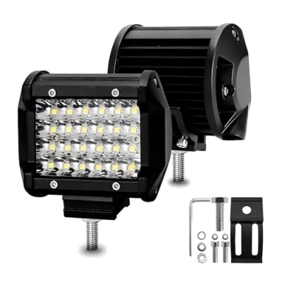Bild av Boncak Strålkastare LED arbetslampa, 2 x 4 tum 72 W, 12 V 24 V, extra strålkastare, vattentät IP68, terräng, arbetslampa för traktor, SUV och bil