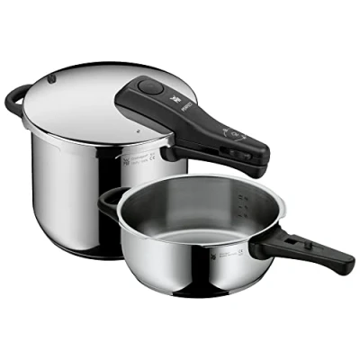 Bild av WMF Perfect set med snabbkastrull Ø 22 cm diameter på 6 liter och medium + kropp 3 liter, Cromargan rostfritt stål för induktion