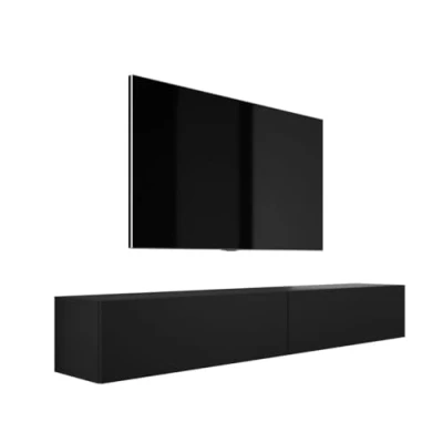 Bild av 3E 3 x E living.com hängande TV skåp modern design med push to open funktion. A: B: 2 100 cm, H: 34 D: 32 cm. bänk, bräda, skänk, svart matt