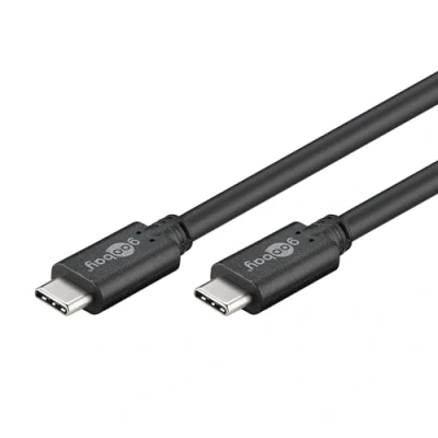 Bild av Goobay 67975 USB C till 3.2 Gen 1 snabbladdningskabel 60 W 20 V 3 A/mobiltelefonkabel 5 Gbits/laddningskabel USBC typ C/Samsung Galaxy &amp; iPhone/svart/0,5 m