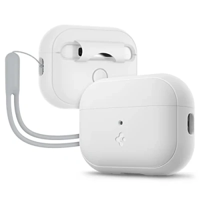 Bild av Spigen Case Silicone Fit White + Strap Gray AirPods Pro (2nd Gen)