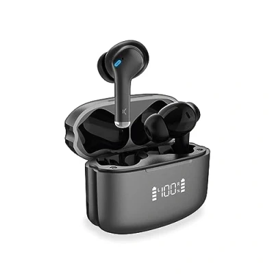 Bild av KSIX Noise Cancel 3 trådlösa Bluetooth hörlurar med aktiv brusreducering ANC + ENC, HD samtal, transparensläge, LED panel, sann trådlös stereo, röstassistenter, 18 timmars batteritid
