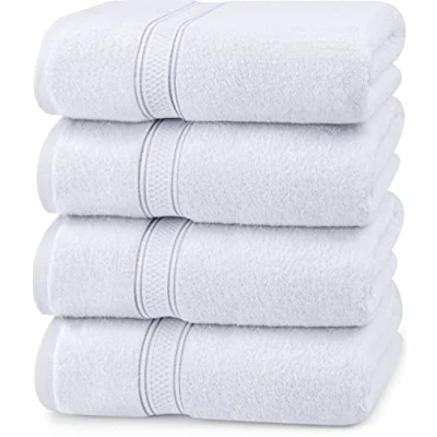 Bild av Utopia Towels Badhandduksset, premium bomull 100% ringspunnet snabbtorkande, mycket absorberande, mjuka handdukar, perfekt för daglig användning (4 pack) (Vit)