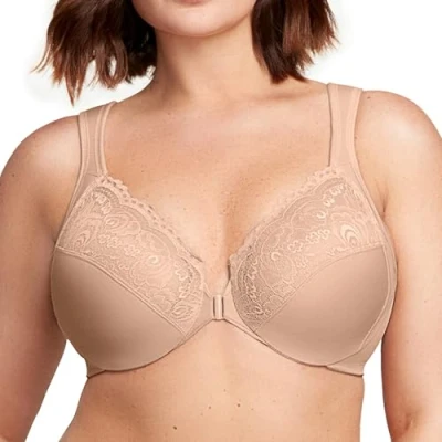 Bild av Glamorise Dam Full Figur Wonderwire Front Close BH #1245, Kafé, 80E