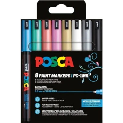 Bild av POSCA PC 1MR 8st metallfärger (inkl. svart+vit)