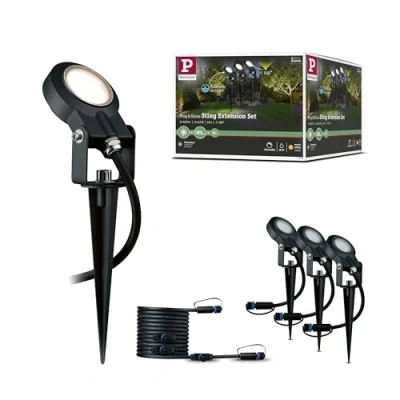 Bild av Paulmann 93689 Plug &amp; Shine LED utomhusbelysning Sting inkl. 3x6 Watt dimbar trädgårdsspik antracit trädgårdsbelysning aluminium utomhus 3000 K