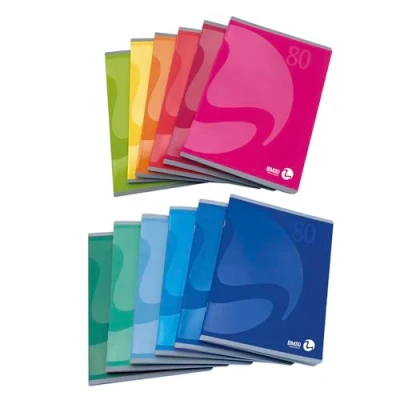 Bild av BM BeMore Color 80, 0110599, A5 storlek anteckningsbok, 1R Randig utan Marginal, 80 g/ml papper, Blandade färger, Förpackning 12 stycken