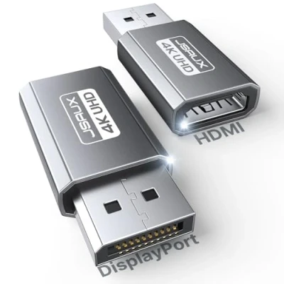 Bild av JSAUX 4K DisplayPort till HDMI adapter 2 pack, DP omvandlare video UHD 2K @ 120 Hz, @30 HDTV hane hona enkelriktad kompatibel med Dell, Lenovo, HP, AMD, GPU