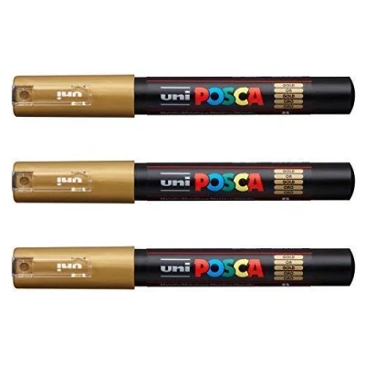 Bild av Posca PC 1M från Uni Ball komplett sortiment med 22 färger tillgängliga! [3 pack] guld