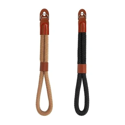 Bild av MoKo kamera handhandledsrem [2 pack], bomull justerbar handgrepp rem armband stabilitet säkerhet kompatibel med Fujifilm/Nikon/Sony/Olympus/Panasonic/SLR/DSLR digitalkameror, svart/brun
