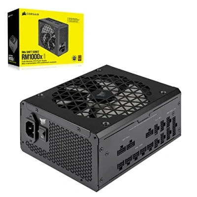 Bild av Corsair RM1000x SHIFT Helt Modulärt ATX Aggregat Sidogränssnitt Kompatibelt Med 3.0 Och PCIe 5.0 Zero RPM Fan Mode 105C Klassade Kondensatorer 80 PLUS Gold Effektivitet Svart