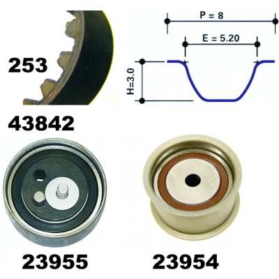 Bild av MAPCO 23842 Kit de distribution 253 AUDI: A4 B6 Avant, B5 Berline, VOLKSWAGEN: Passat GP Berline