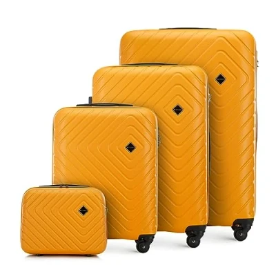 Bild av WITTCHEN Cube Line set med 4 resväskor Bagage ABS Teleskophandtag Kombinationslås hjul Storlek (S+M+L+Necessär) Orange