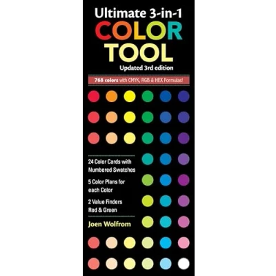 Bild av Ultimate 3 in 1 Color Tool 3rd Edition: 24 Cards with Numbered Swatches 5 Plans for Each 2 Value Finders Red &amp; Green 816 Colors Cmyk, Rgb Hex Formula