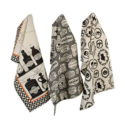 Bild av DII Halloween Hand Towels for The Kitchen Decorative Spooky &amp; Fun Cotton Printed Dishtowel Set, 18x28, Hocus Pocus, 3 Count