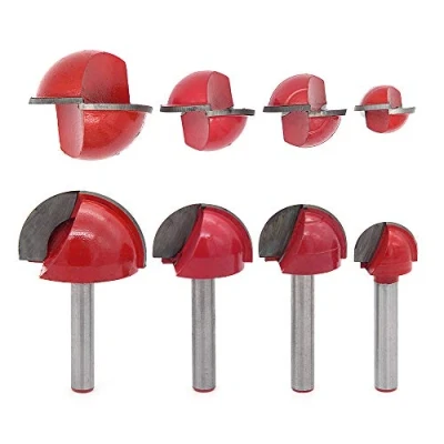 Bild av DingGreat 4 st 6 mm skaft rund näsa cove core box router bit, spår bit skärare för träbearbetning