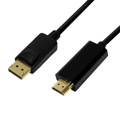 Bild av DisplayPort 1.2 till HDMI High Speed med Ethernet (1.4) anslutningskabel 4K för full HD och 3D kvalitet bästa ljudöverföring DP 3m svart