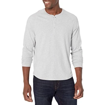 Bild av Amazon Essentials Men&#039;s Långärmad Henley skjorta med normal passform (finns i Big &amp; Tall), Ljusgrå ljung, S
