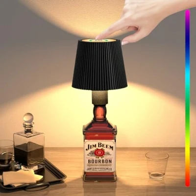 Bild av Onherm LED flasklampa, RGB färg justerbar skrivbord, IP54 vattentät, 5 200 mAh batteri, bärbar uppladdningsbar bord för restaurang och bar inomhus utomhus