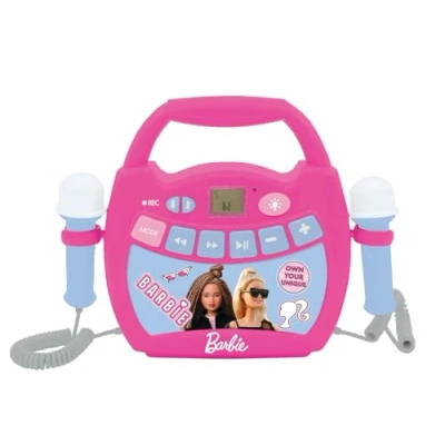 Bild av Lexibook, Barbie, Bärbar karaoke digital spelare för barn, Mikrofoner, Ljuseffekter, Bluetooth®, Inspelnings och röstväxlingsfunktioner, Rosa, MP320BBZ