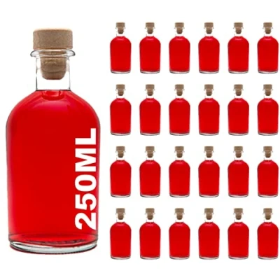 Bild av Casavetro 24 stycken 250 ml glasflaskor tom ny Bost HGK liten apoteksflaska med korkförslutning, 0,25 liter l