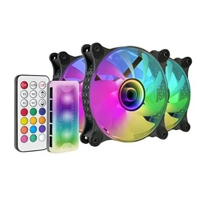 Bild av MARSGAMING Mars Gaming MF 3DKIT svart, kit 3 fläktar ARGB 360 12 cm, Infinity 3D spegel, antivibrationssystem, styrenhet, RF fjärrkontroll, full kompatibilitet.