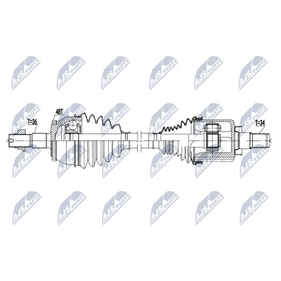 Bild av NTY NPW DW 063 Drivaxel framaxel vänster 630mm Automat